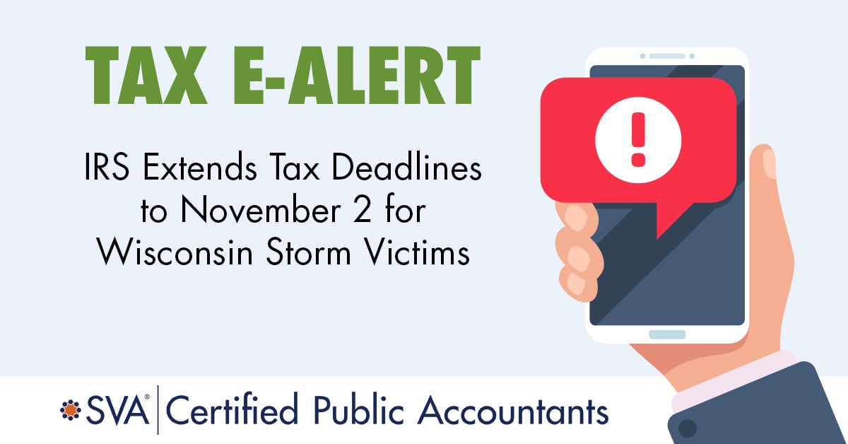 IRS Extends Tax Deadlines to November 2 for Wisconsin Storm Victims
